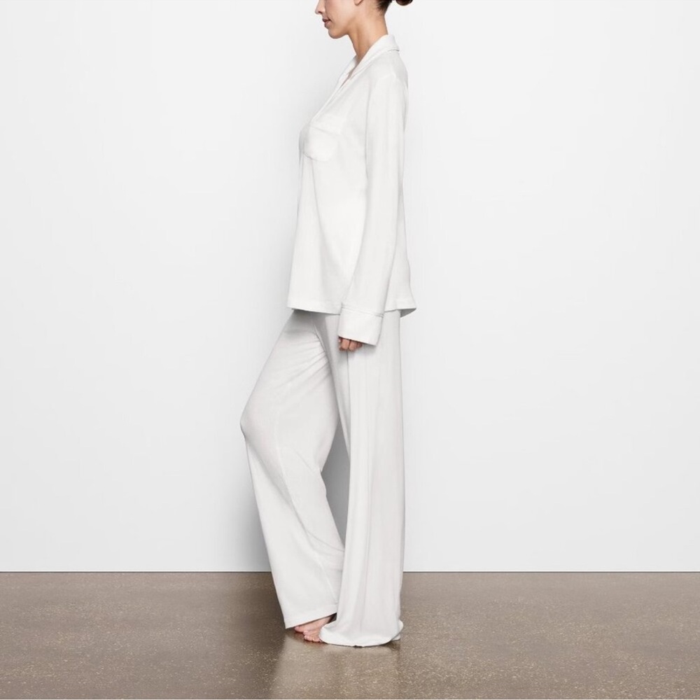 SKIMS White Classic Long-Sleeve Pajama Set